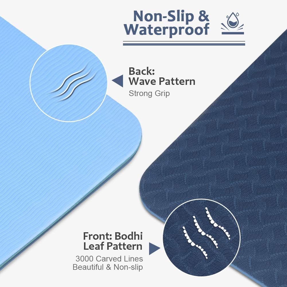 Yoga Mat 8mm Extra Thick Non-Slip Exercise Mat with Carry Strap – Durable Anti-Tear Pilates & Fitness Workout Mat for Home, Gym, and Outdoor Training (for Men & Women)