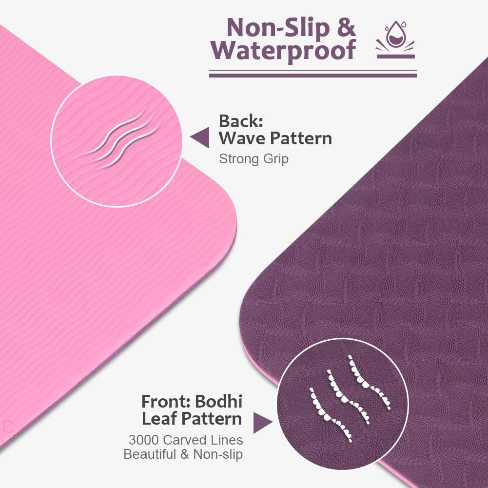 Yoga Mat 8mm Extra Thick Non-Slip Exercise Mat with Carry Strap – Durable Anti-Tear Pilates & Fitness Workout Mat for Home, Gym, and Outdoor Training (for Men & Women)